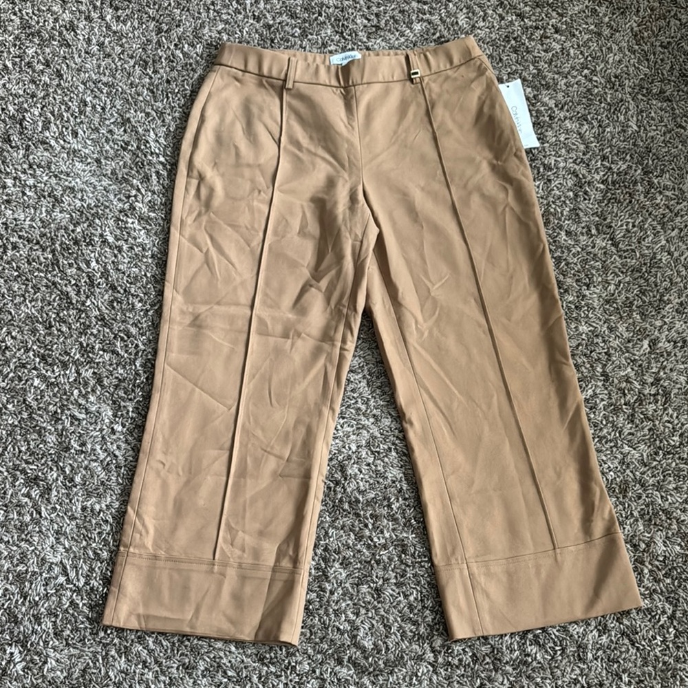 Calvin Klein Tan Wide-Leg Pants